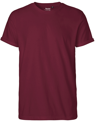 Men Roll Up Sleeve T-Shirt - BORDEAUX