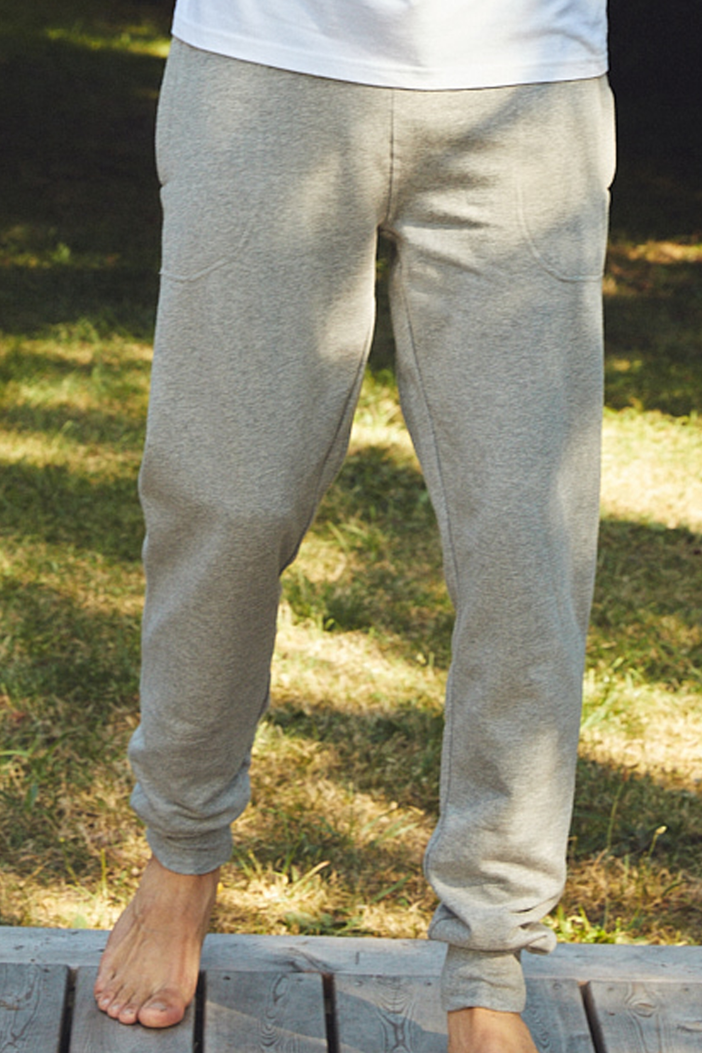 Sweatpants With Cuff And Zip Pocket - CHARCOAL