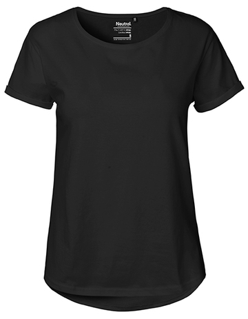 Lady Roll Up Sleeve T-Shirt - BLACK