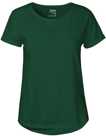 Lady Roll Up Sleeve T-Shirt - BOTTLE GREEN