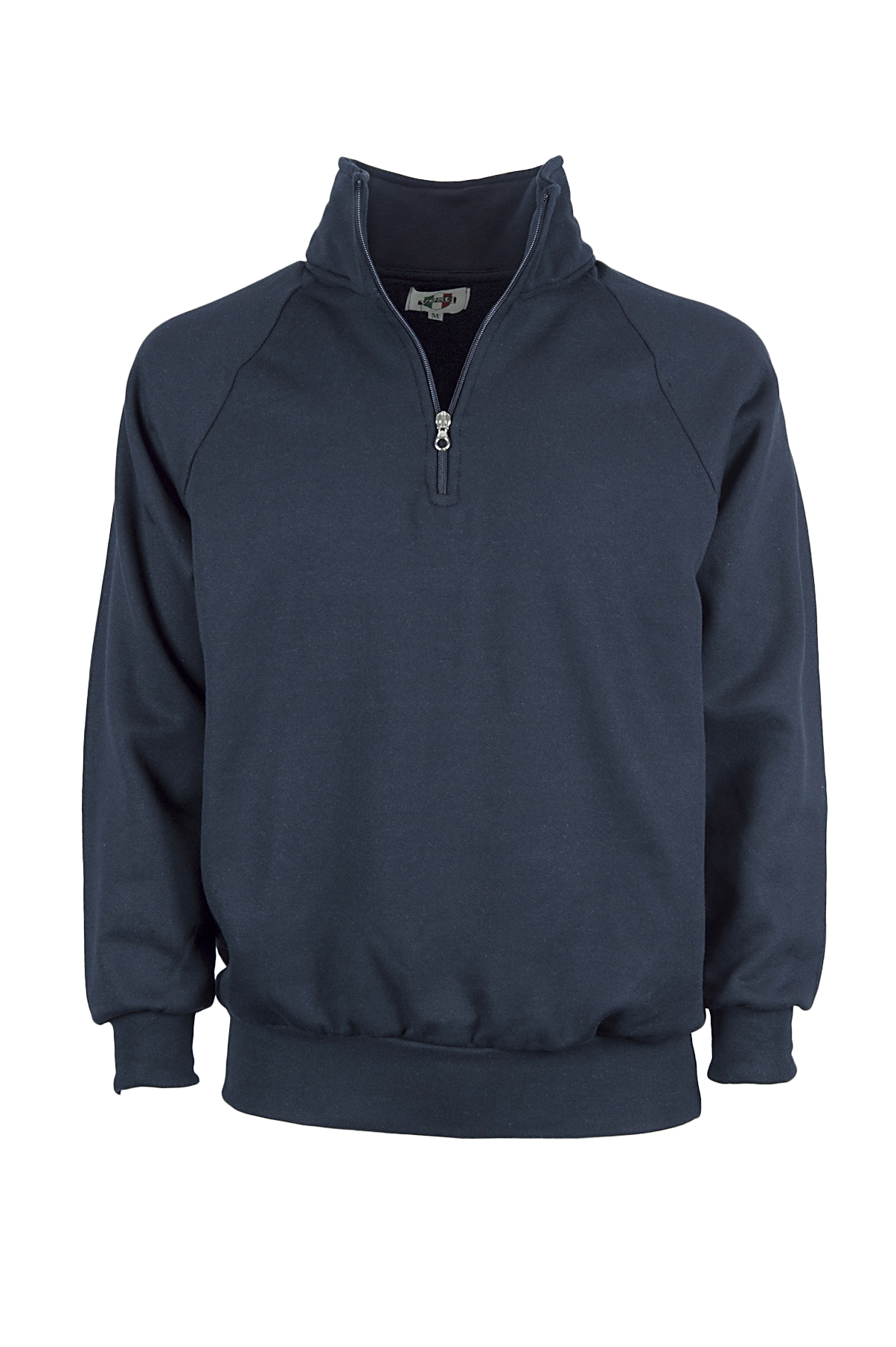 Felpa Collo Zip 100% Cot. 280 gr/m2 Blu S - 18 - Blu