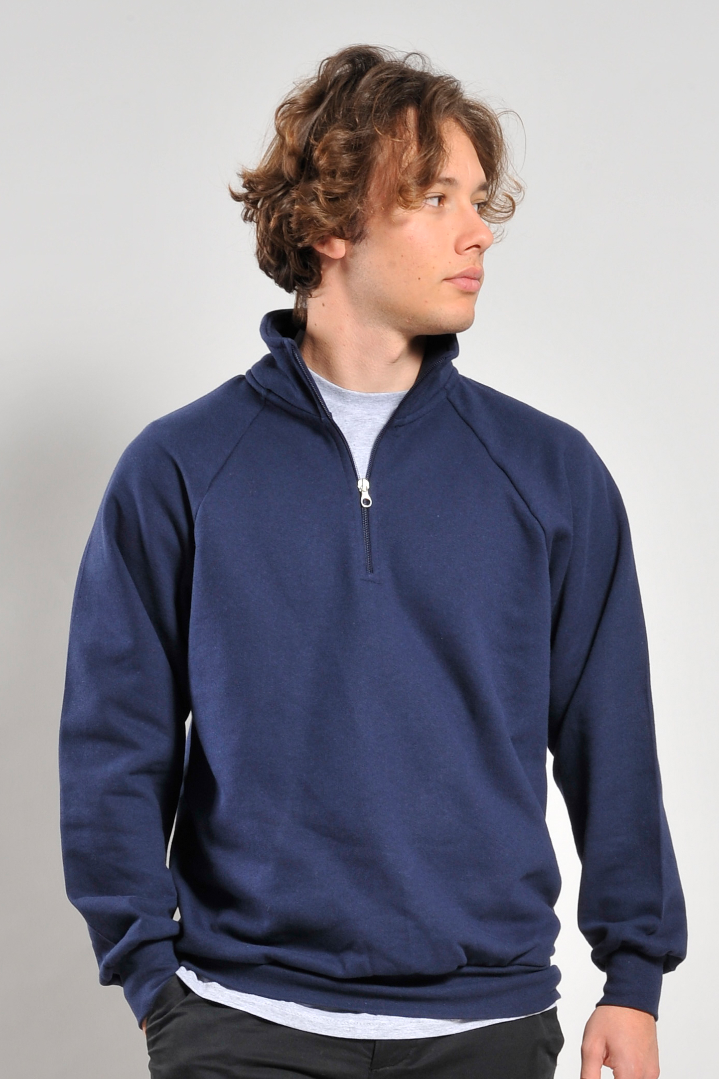 Felpa Collo Zip 100% Cot. 280 gr/m2 Blu S