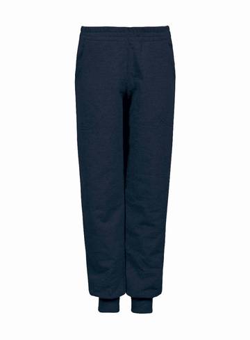 Pantalone bambino in felpa french terry fondo con costina - 18 - Blu