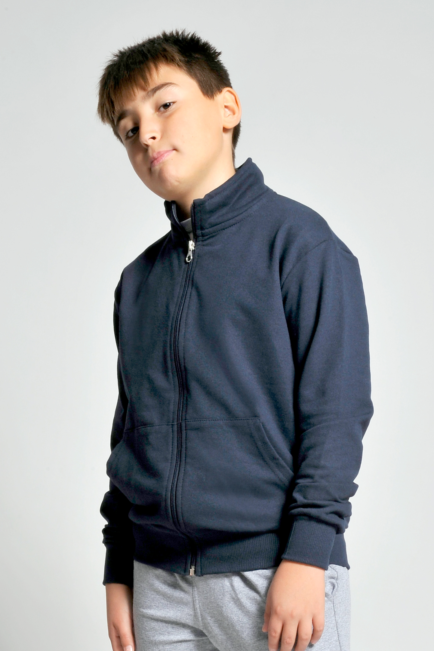 Jacket Bambino Felpa F/T 70/25/5% Cot/Pol/Ela 255g Blu XXS