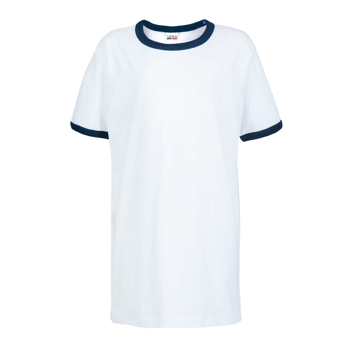 T-Shirt Soft Bambino G/C M/C 100% Cot 140 gr/m2 Bianco/Bianco XS - 99NY - Bianco/Blu Navy XXS