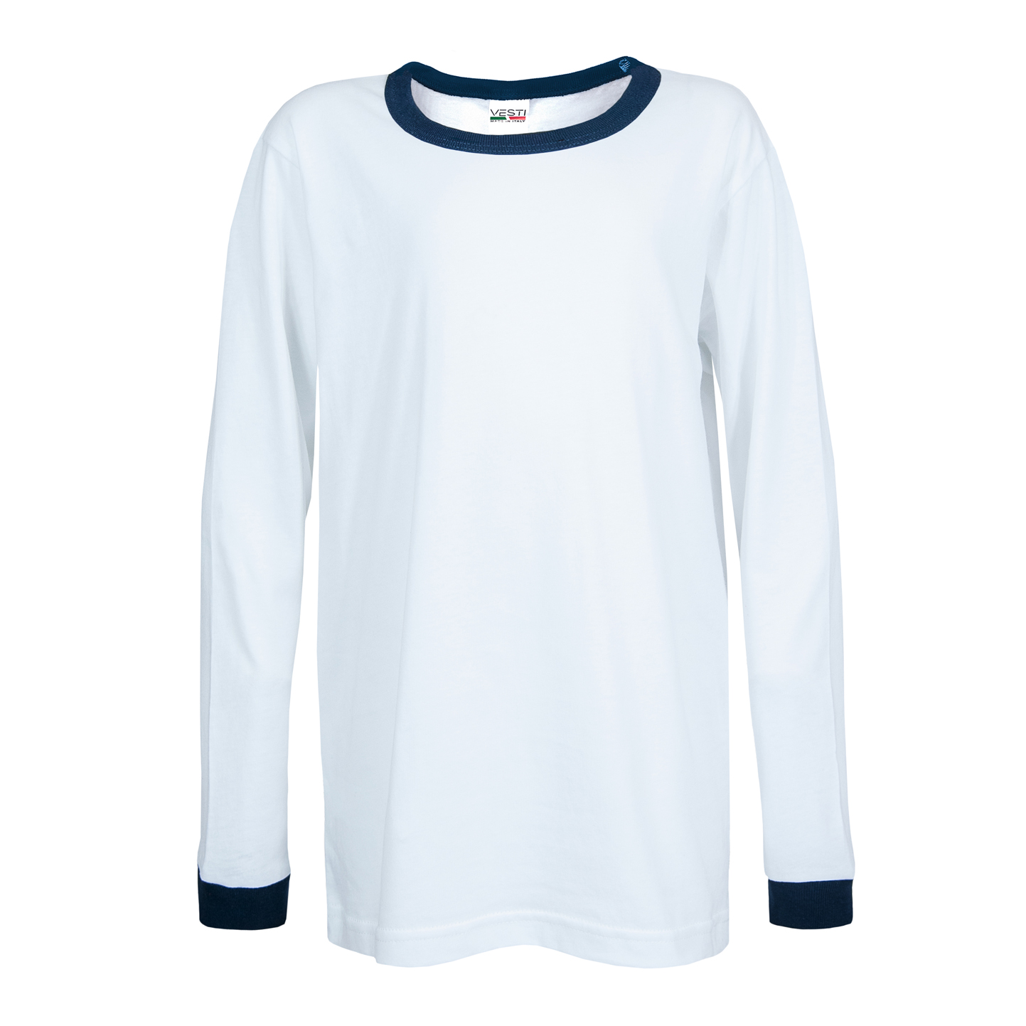 T-Shirt Soft Bambino G/C M/L 100% Cot 140 gr/m2 Bianco/Bianco XS - Bianco/Blu Navy XXS