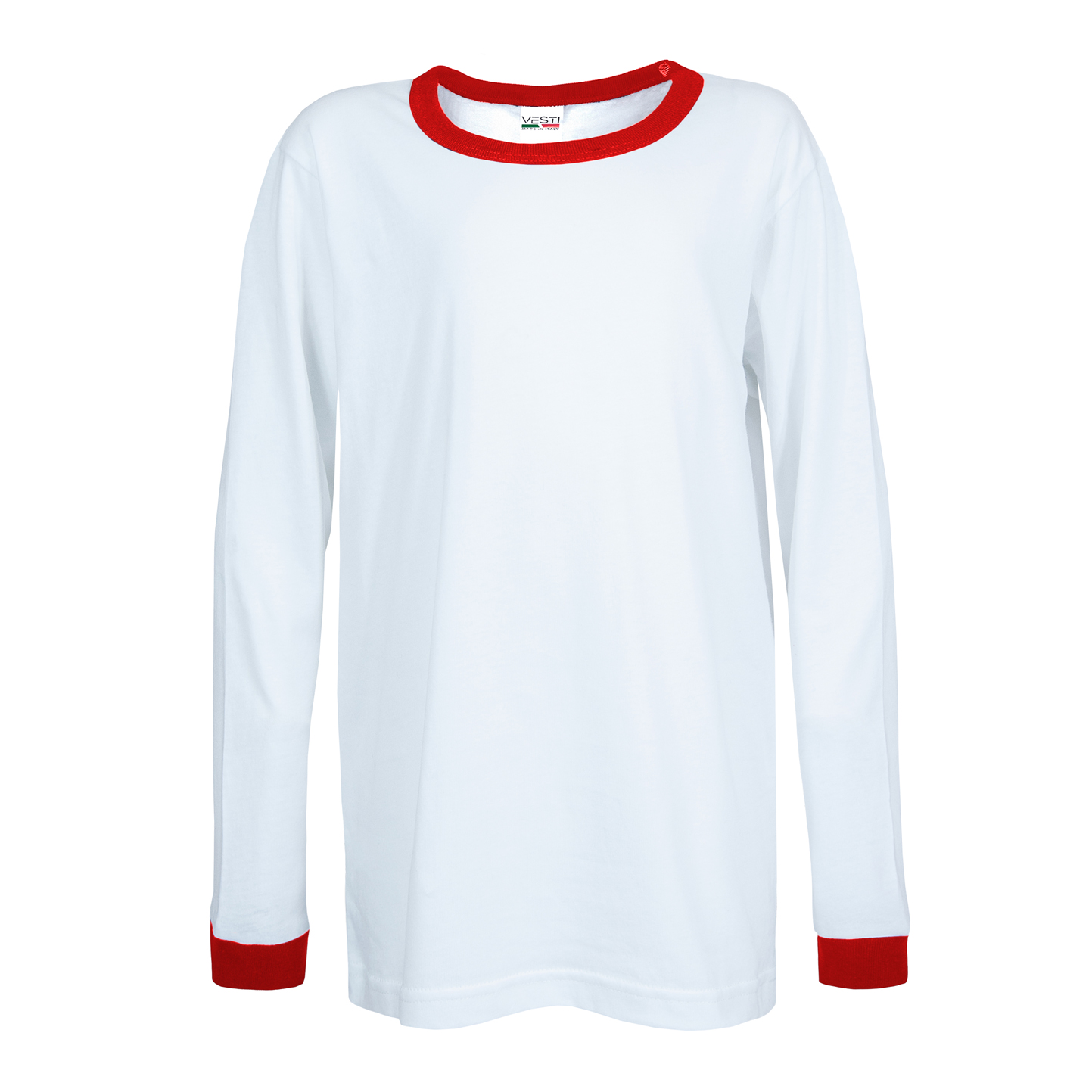 T-Shirt Soft Bambino G/C M/L 100% Cot 140 gr/m2 Bianco/Bianco XS - Bianco/Rosso XS