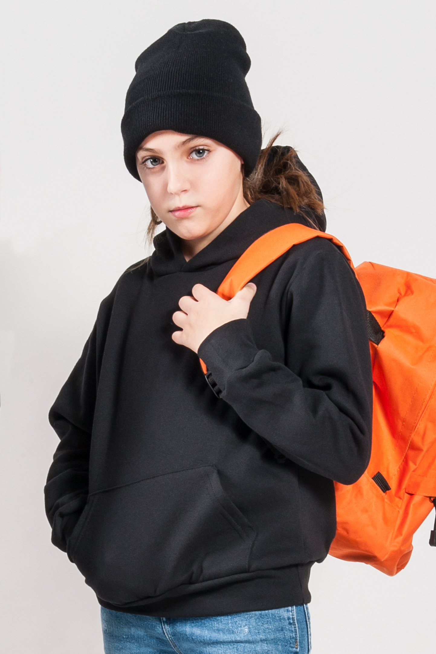 Felpa Bambino Capp. 70/30% Cot/Pol 280 gr/m2 Nero XXS 1-2 anni