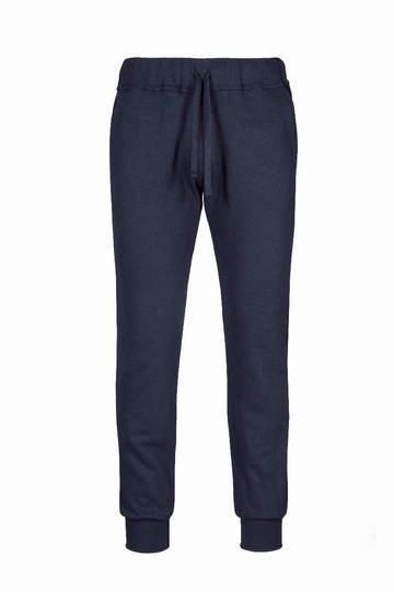 Pantalone fit in felpa fondo con costina - 18 - Blu