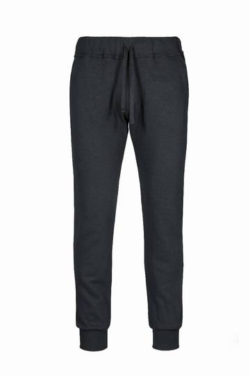 Pantalone fit in felpa fondo con costina - 12 - Nero