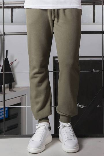 Pantalone fit in felpa fondo con costina - Pantalone fit in felpa fondo con costina