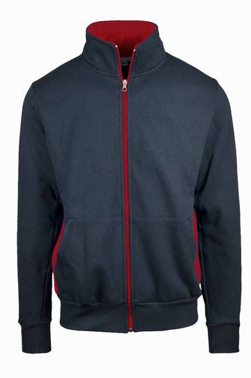 Felpa jacket zip lunga con fianchetti contrast - 1828 - Blu - rosso