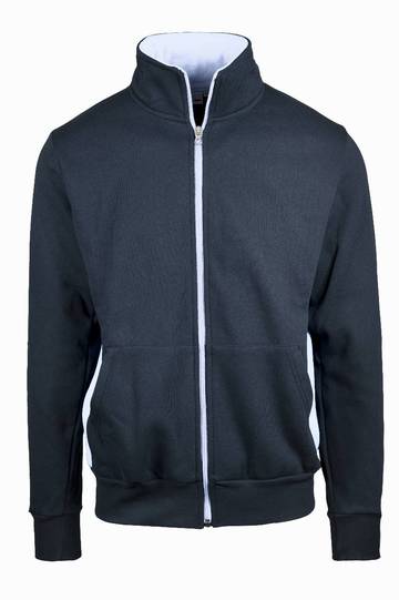Felpa jacket zip lunga con fianchetti contrast - 1899 - Blu - bianco