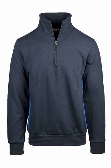 Felpa collo zip con fianchetti contrast - 1827 - Blu - Royal