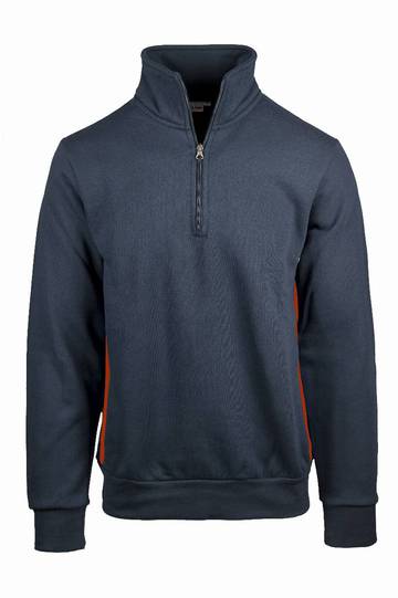 Felpa collo zip con fianchetti contrast - 1828 - Blu - rosso