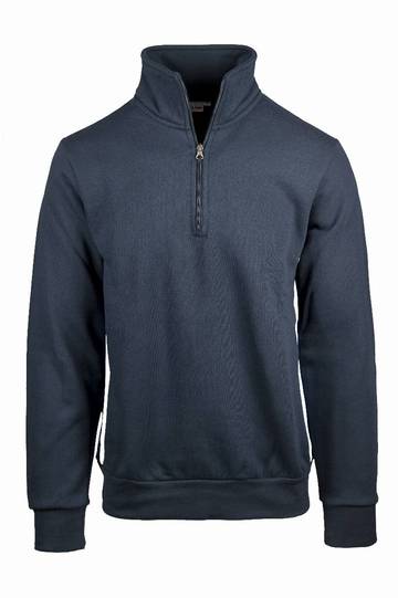 Felpa collo zip con fianchetti contrast - 1899 - Blu - bianco