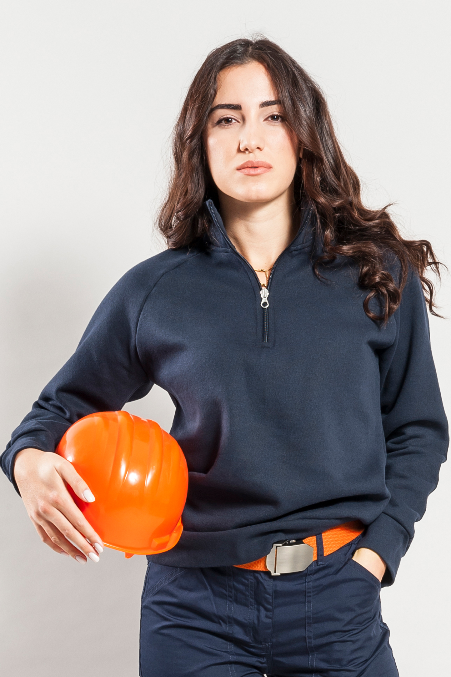 Felpa Donna Collo Zip 70/30% Cot/Pol 280 gr/m2 Nero S