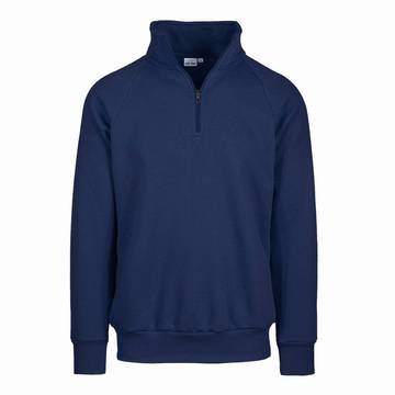 Felpa ecosostenibile collo zip - 18E - Blu