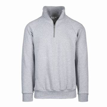 Felpa ecosostenibile collo zip - 75E - Cenere