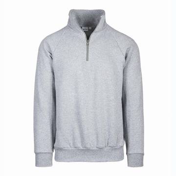 Felpa french terry collo zip - 75 - Cenere