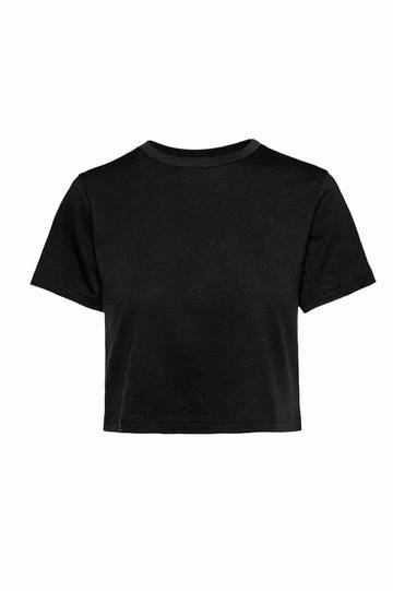Maglia corta donna girocollo manica corta - 12 - Nero
