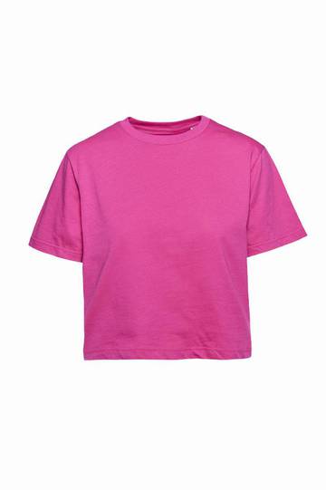 Maglia corta donna girocollo manica corta - FU - Fucsia