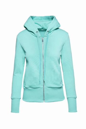 Felpa Soft donna cappuccio zip  - RF - Acqua Marina