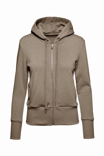 Felpa Soft donna cappuccio zip  - TB - Tabacco