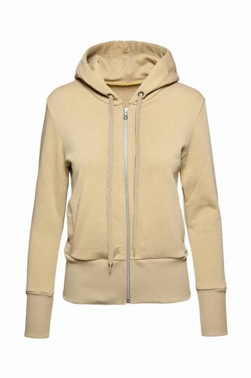 Felpa Soft donna cappuccio zip  - CL - Cammello