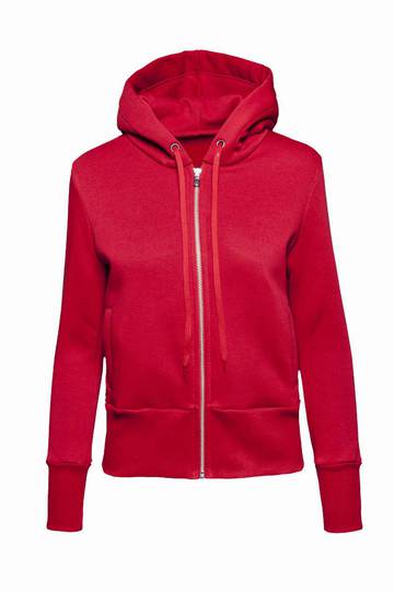 Felpa Soft donna cappuccio zip  - RO - Rosso