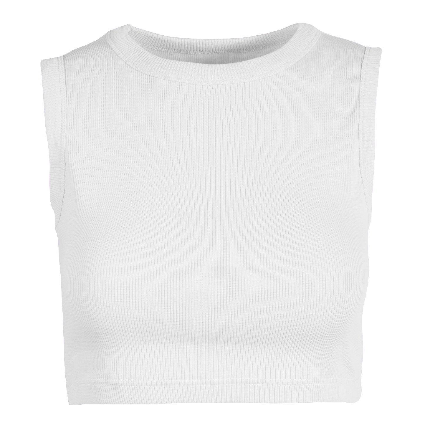 Canottiera crop donna in costina stretch - 99 - Bianco