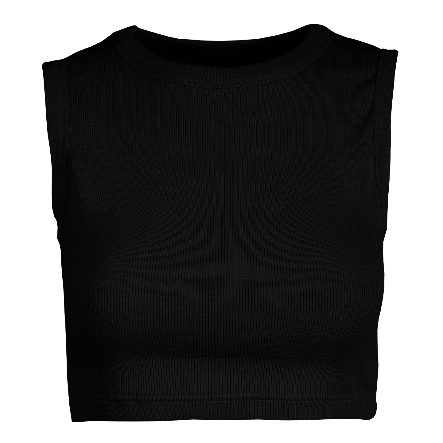 Canottiera crop donna in costina stretch - 12 - Nero