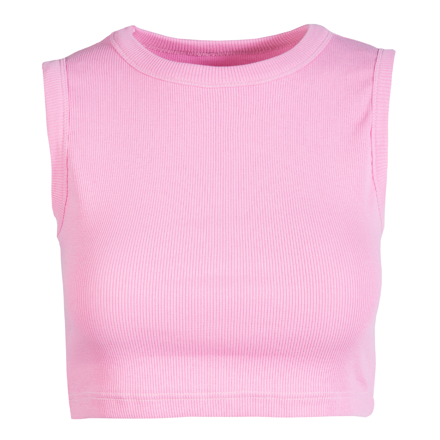 Canottiera crop donna in costina stretch - RL - Rosa Bubble