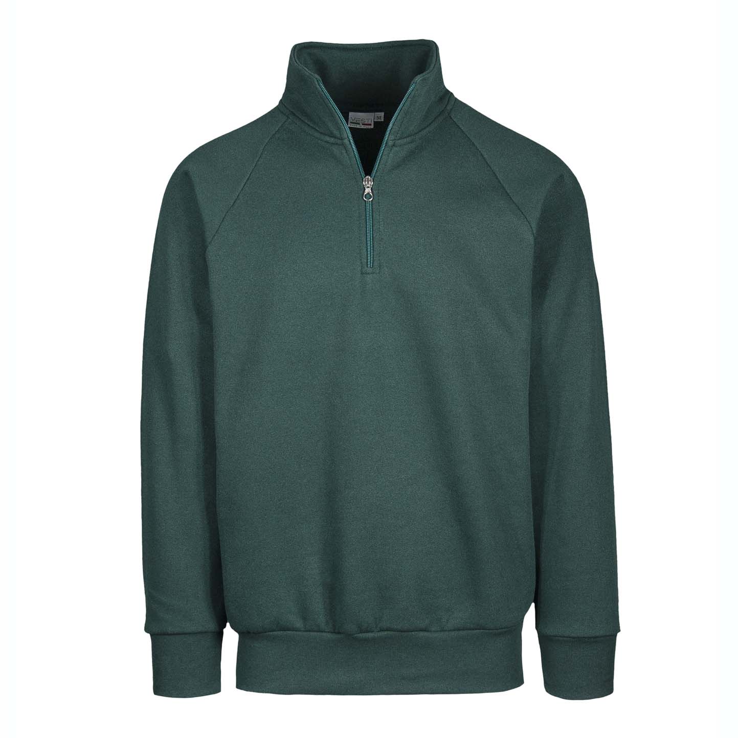 Felpa Unisex Collo Zip 70/30% Cot/Pol 280 gr/m2 Nero XS - 55 - Verde Bottiglia