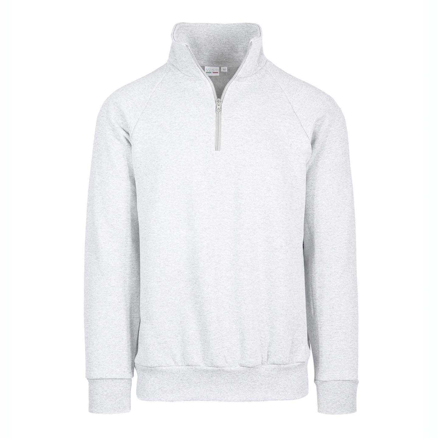 Felpa Unisex Collo Zip 70/30% Cot/Pol 280 gr/m2 Nero XS - 99 - Bianco