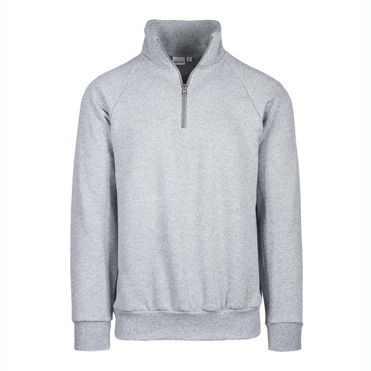Felpa Unisex Collo Zip 70/30% Cot/Pol 280 gr/m2 Nero XS - 75 - Cenere