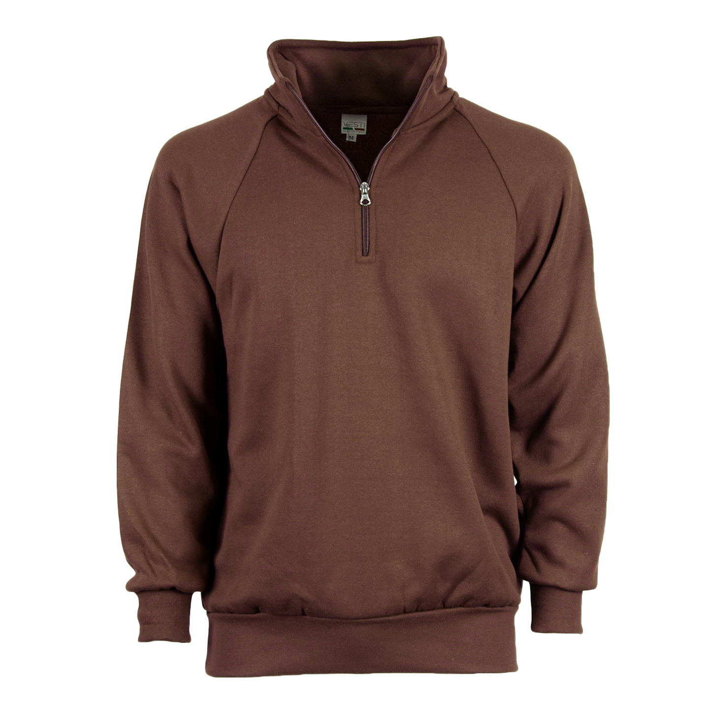 Felpa Unisex Collo Zip 70/30% Cot/Pol 280 gr/m2 Nero XS - 50 - Marrone