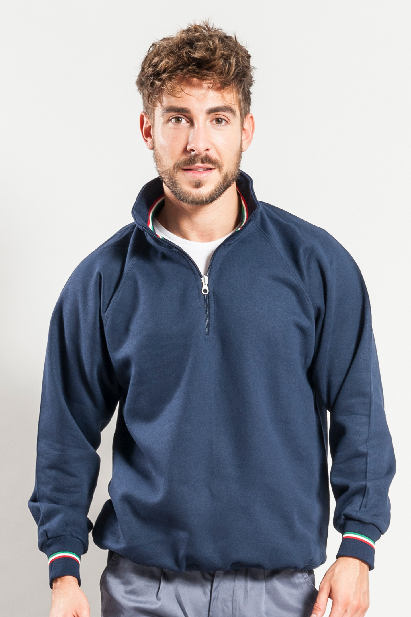 Italy Felpa Collo Zip 50/50% Cot/Pol Ric 280 gr/m2 Nero ECO XS