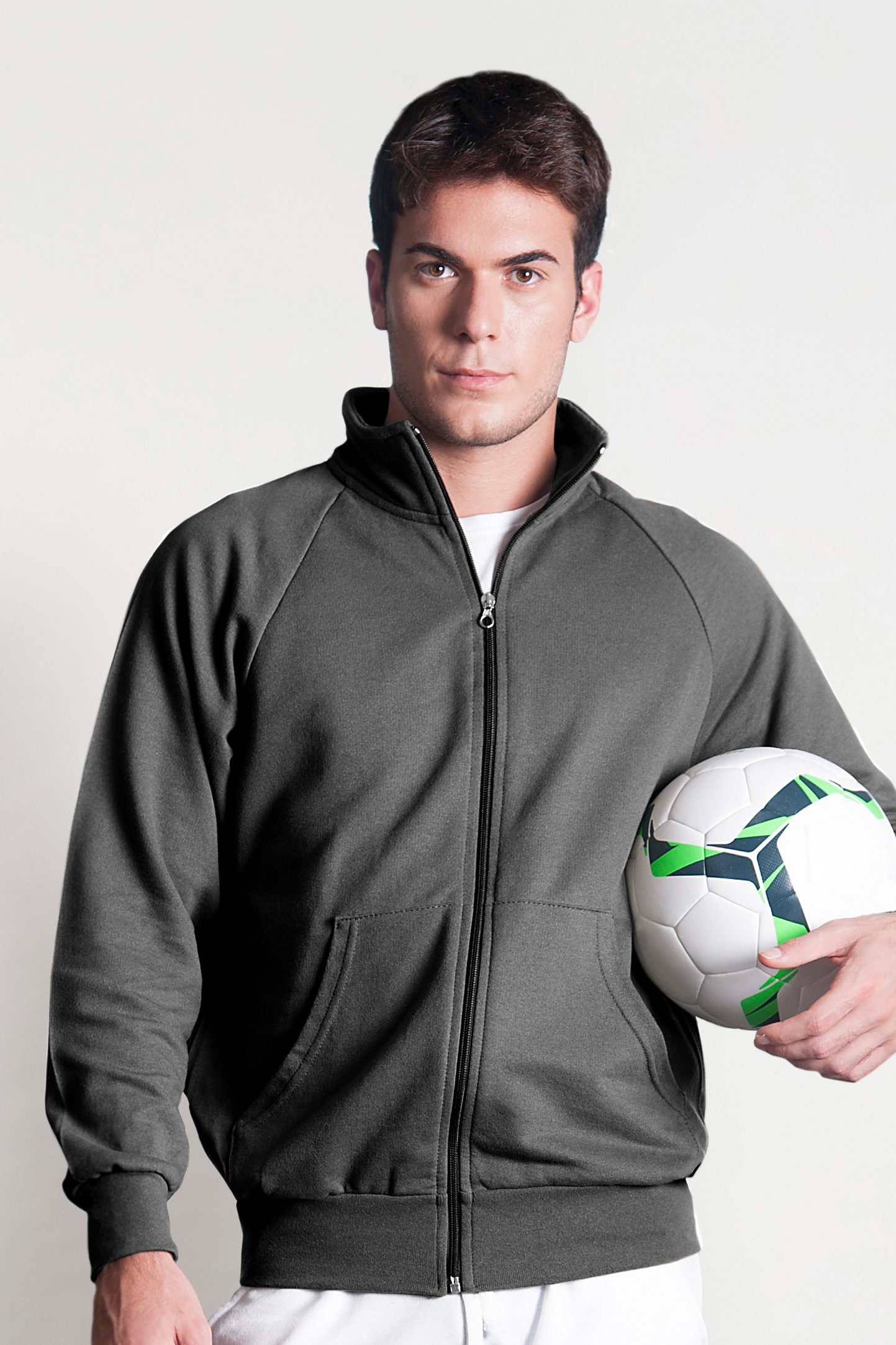 Felpa Jacket Zip Lunga 70/30% Cot/Pol 280 gr/m2 Nero XS