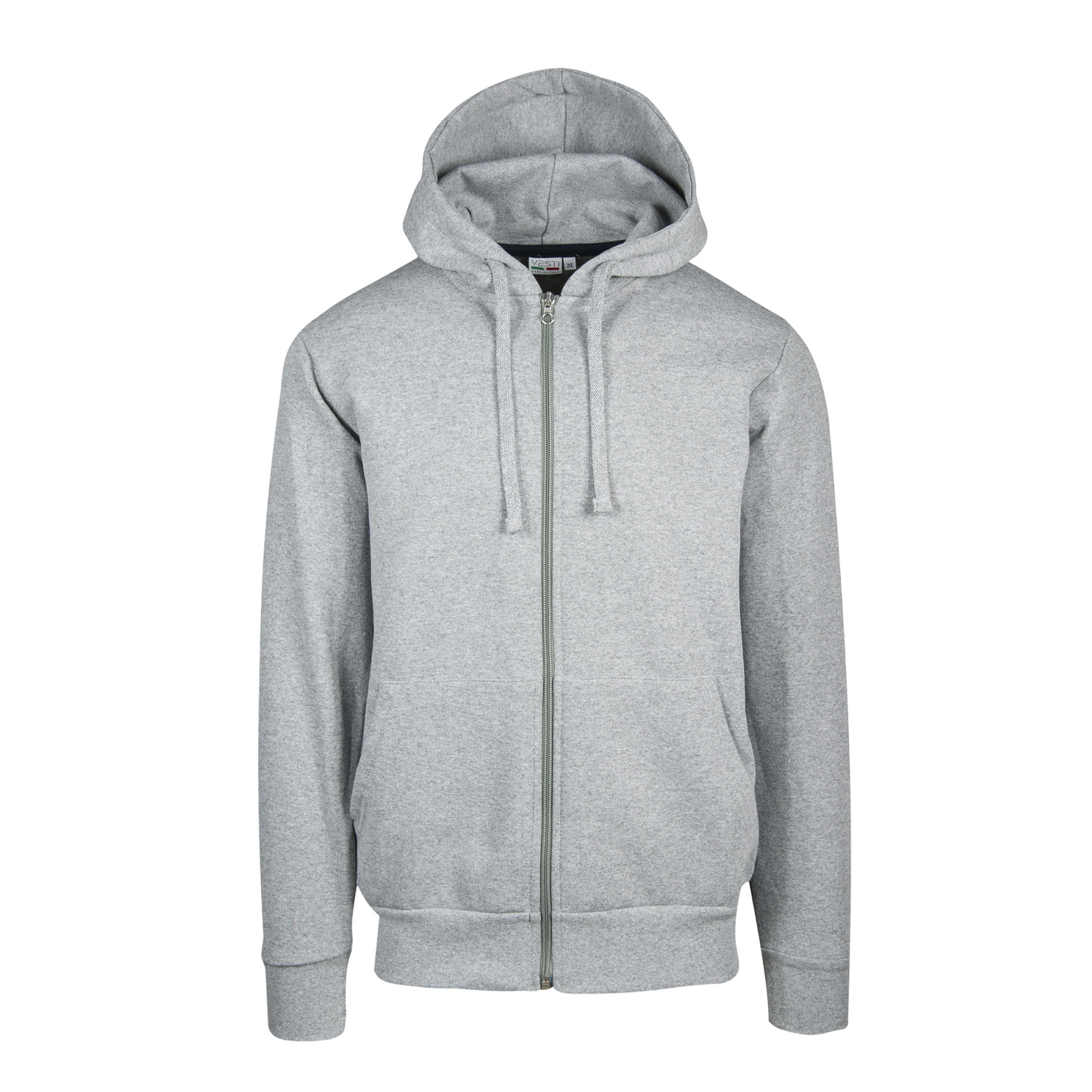 Felpa Cappuccio Zip 70/30% Cot/Pol 280 gr/m2 Nero XS - 75 - Cenere