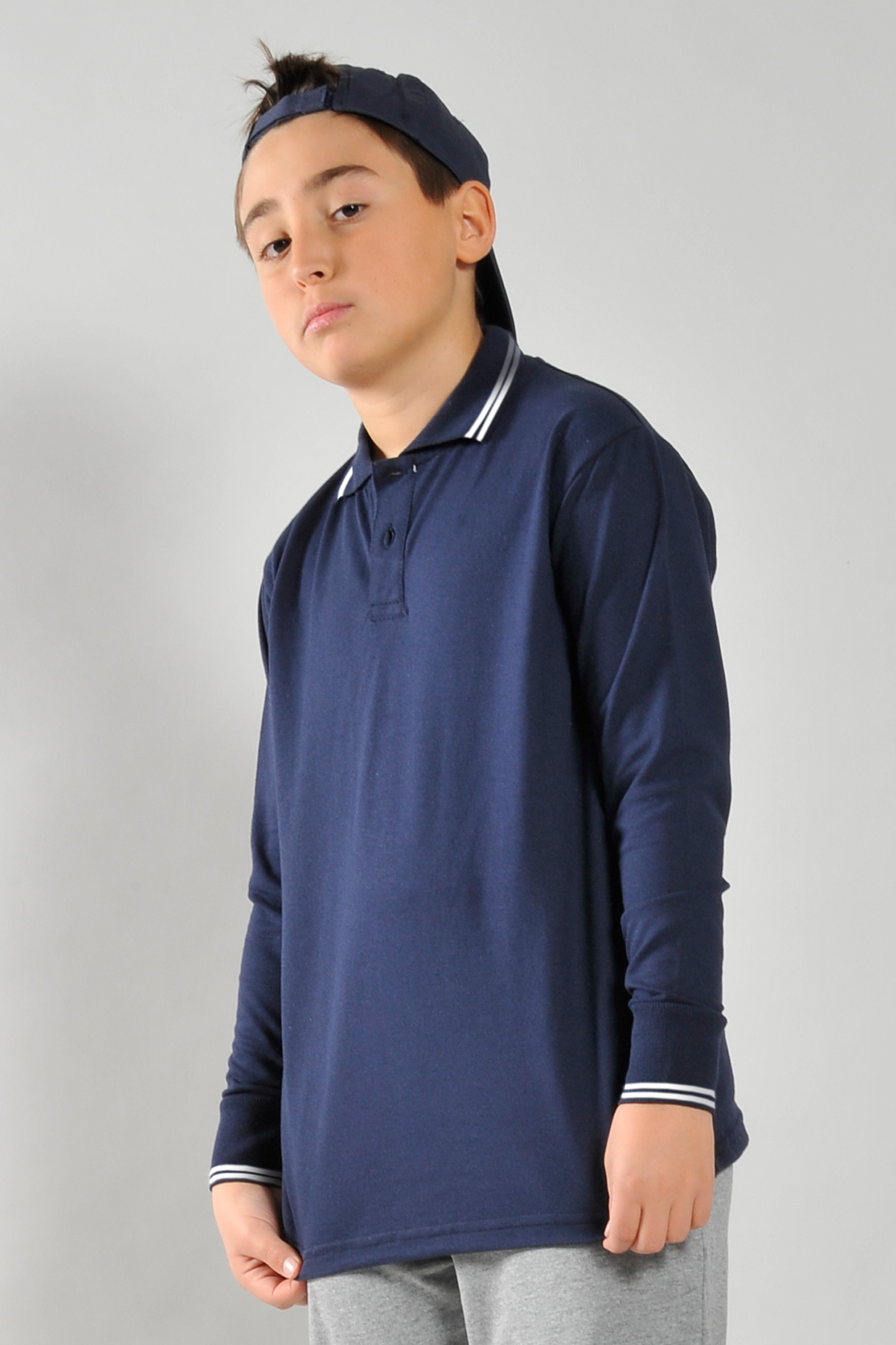 Polo Trim Piquè Bambino M/L 100% Cot 180 gr/m2 Blu XS