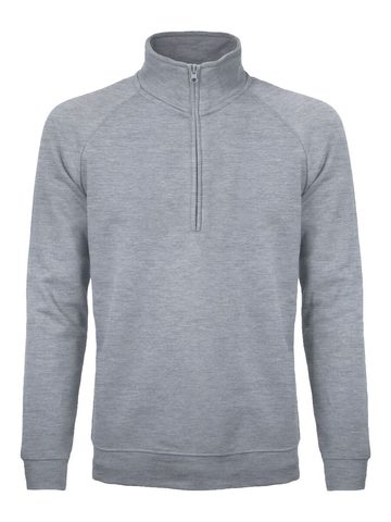 Raglan Zip neck sweat - GY-GREY HEATHER