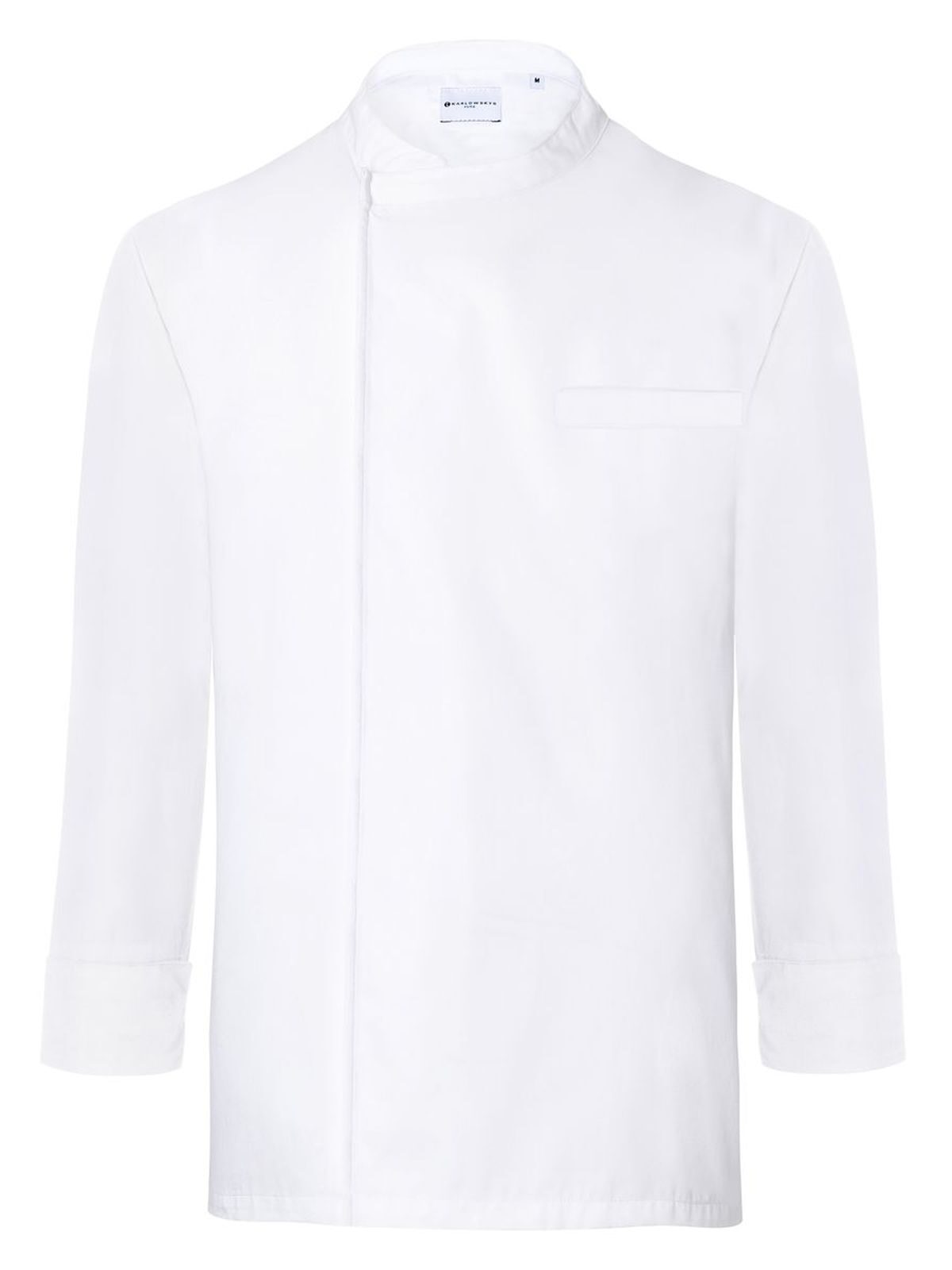 Long-Sleeve Throw-Over Chef Shirt Basic - 3 - WHITE