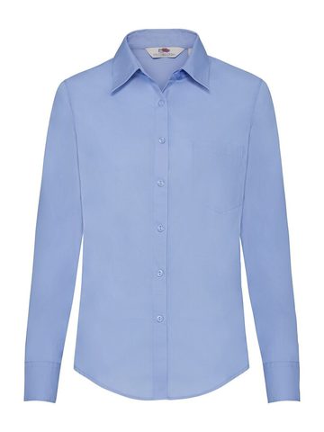 Camicia donna in popeline maniche lunghe - MU - MID BLUE