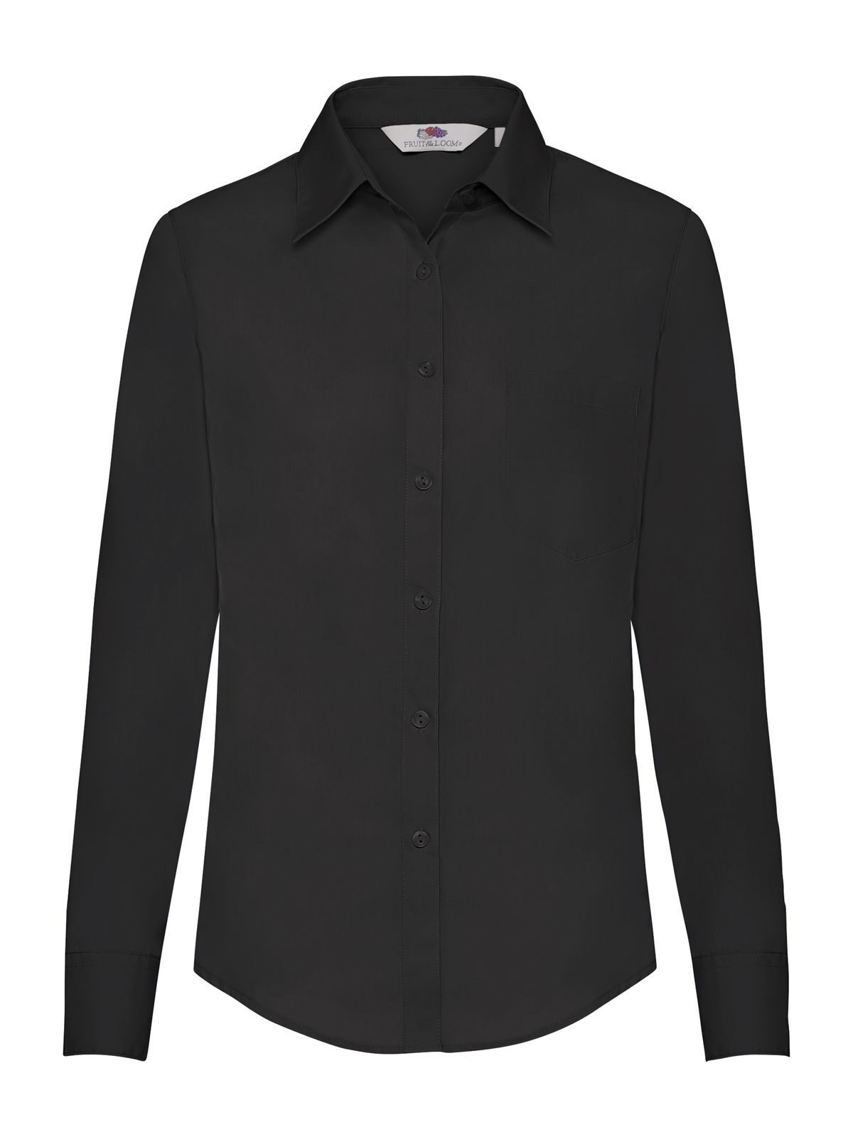 Ladies Poplin Shirt Long Sleeve - 36 - Nero