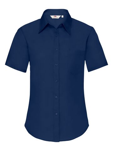Camicia donna in popeline maniche corte - 32 - Blu Navy
