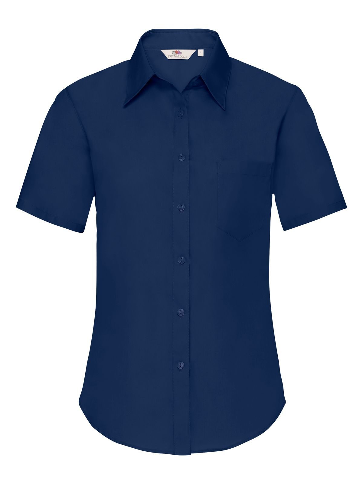 Ladies Poplin Shirt Short Sleeve - 32 - Blu Navy