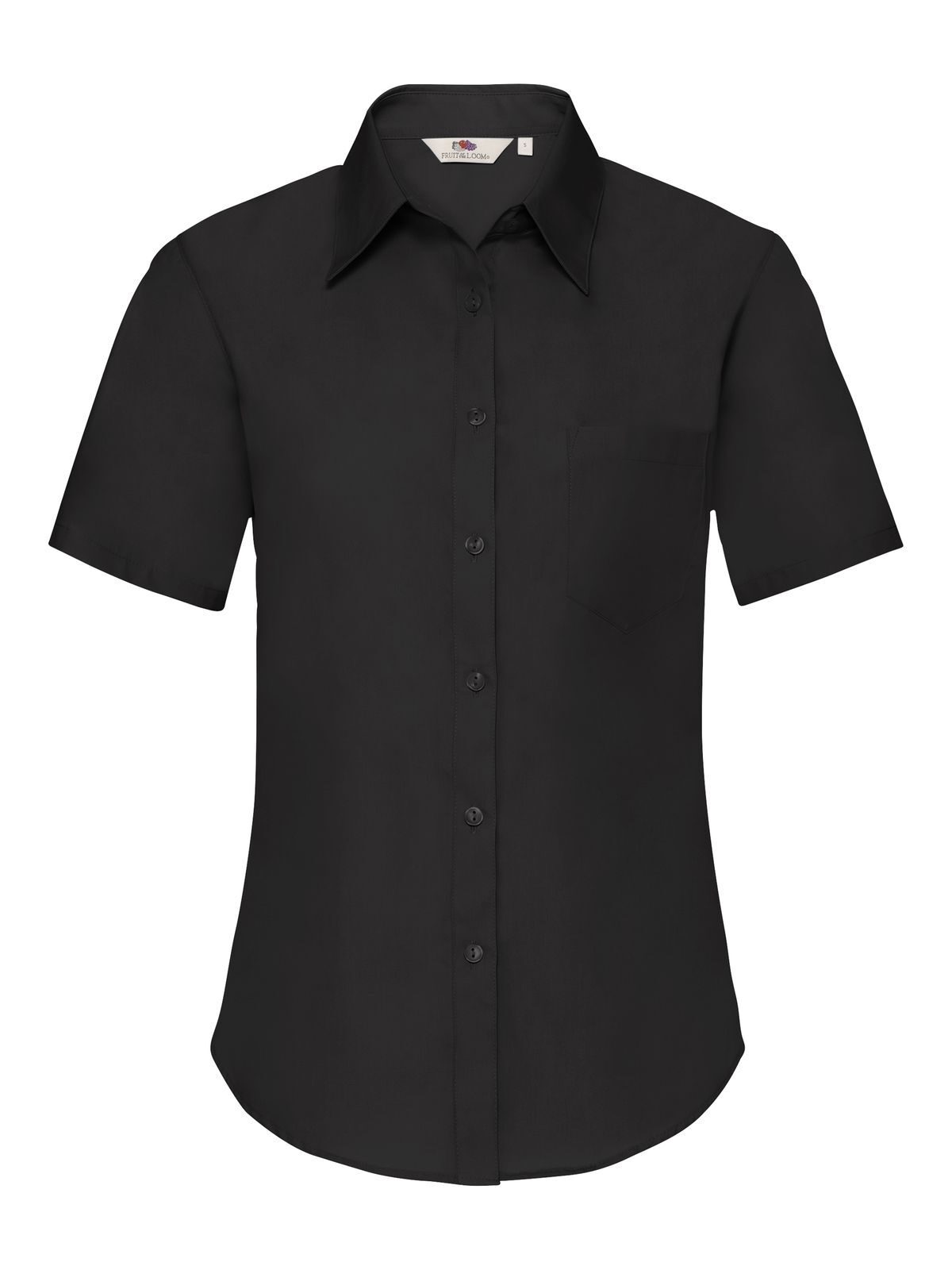 Ladies Poplin Shirt Short Sleeve - 36 - Nero