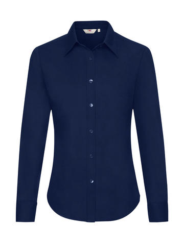 Ladies Long Sleeve Oxford Shirt - 32 - Blu Navy
