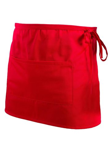 Basic Half Apron With Pocket - RD - RED